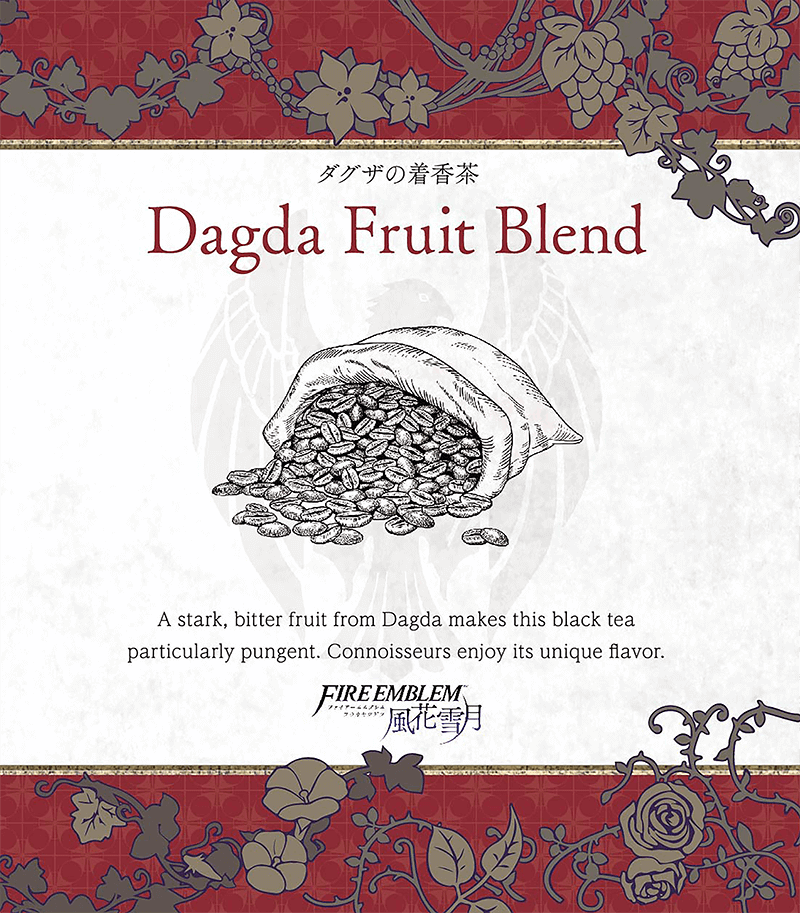 Dagda Fruit Blend
Parte del [url=https://www.fireemblemwod.com/articulo-1478358486]set oficial de té[/url] de Three Houses.
