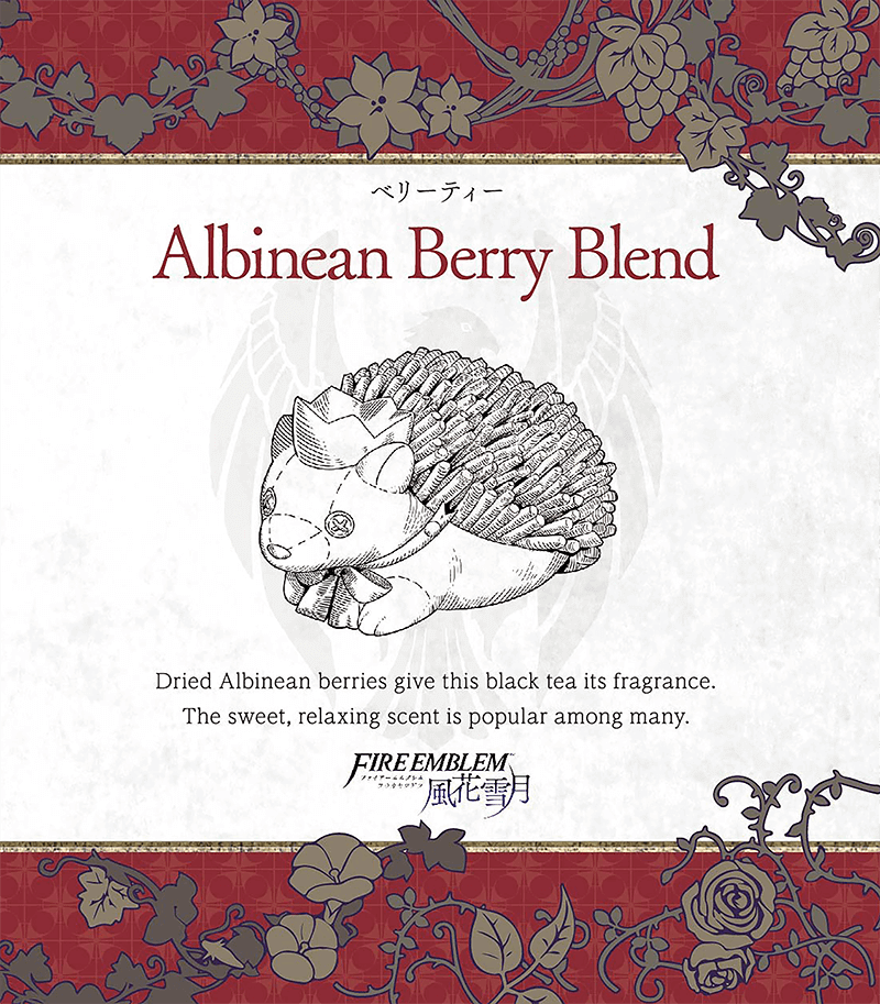 Albinean Berry Blend
Parte del [url=https://www.fireemblemwod.com/articulo-1478358486]set oficial de té[/url] de Three Houses.
