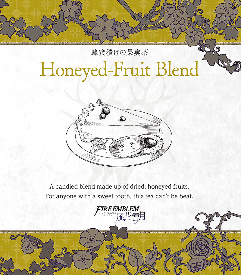 Honeyed-Fruit Blend
Parte del [url=https://www.fireemblemwod.com/articulo-1478358486]set oficial de té[/url] de Three Houses.
