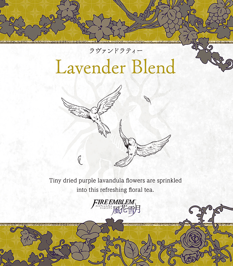 Lavender Blend
Parte del [url=https://www.fireemblemwod.com/articulo-1478358486]set oficial de té[/url] de Three Houses.
