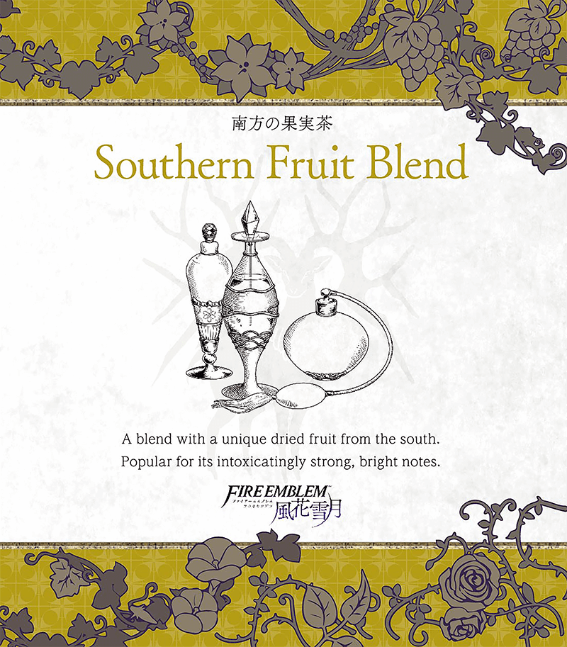 Southern Fruit Blend
Parte del [url=https://www.fireemblemwod.com/articulo-1478358486]set oficial de té[/url] de Three Houses.
