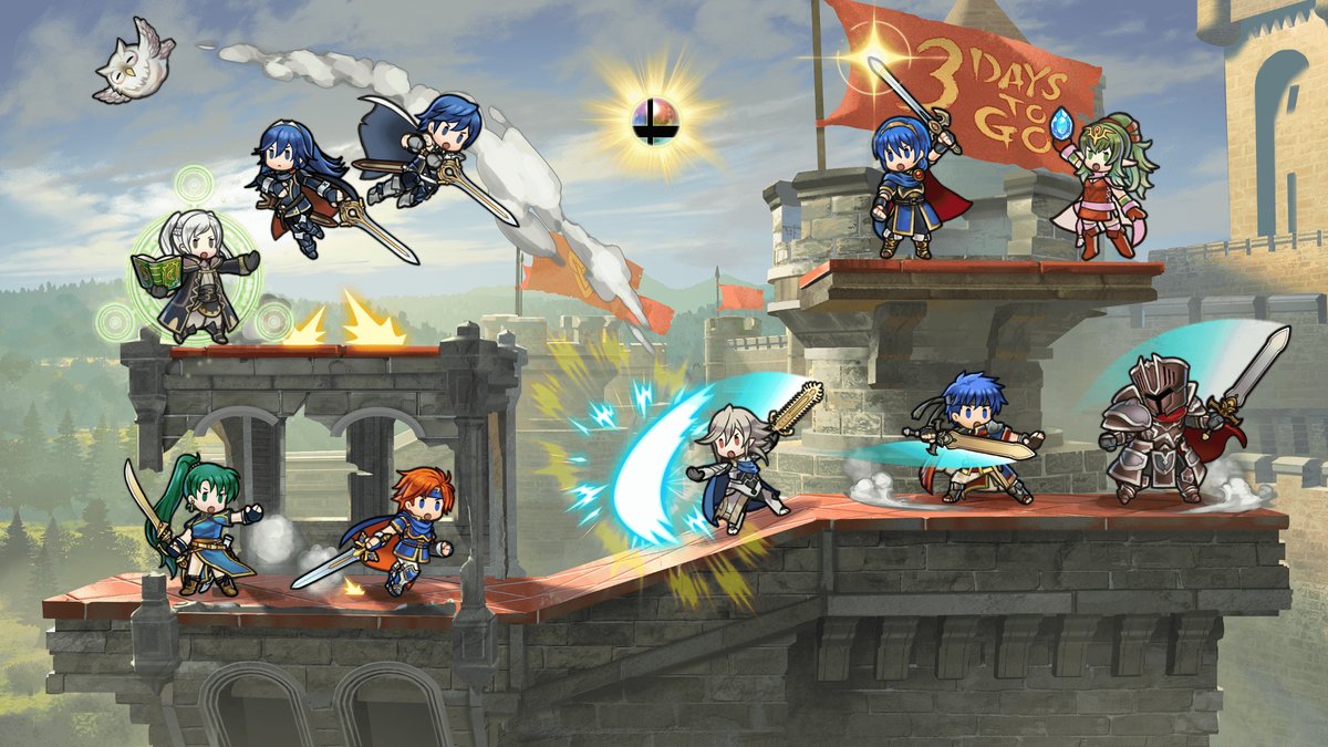 Smash Bros. Ulltimate
Por cuenta atrás de la salida del juego
Palabras clave: Feh Robin Lucina Chrom Lyn Roy Marth Tiki Corrin Ike Caballero Negro
