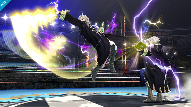 21 (1) (15/07/2014)
"La Espada trueno y grimorios son las pautas de sobrevivencia de Daraen. La Espada trueno puede activarse usando ataques smash ¡incluso puedes activarla en el aire! Pero, como en el juego original, la Espada trueno puede usarse un número limitado de veces antes de romperse, donde entonces demora un poco en regenerarse. Cuando la Espada trueno no está, Daraen usa la espada de bronce."
